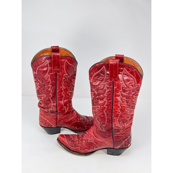 Dan Post Sidewinder Womens Western Boots Red Leather Mid Calf Cowgirl US 7.5 M - Picture 6 of 9